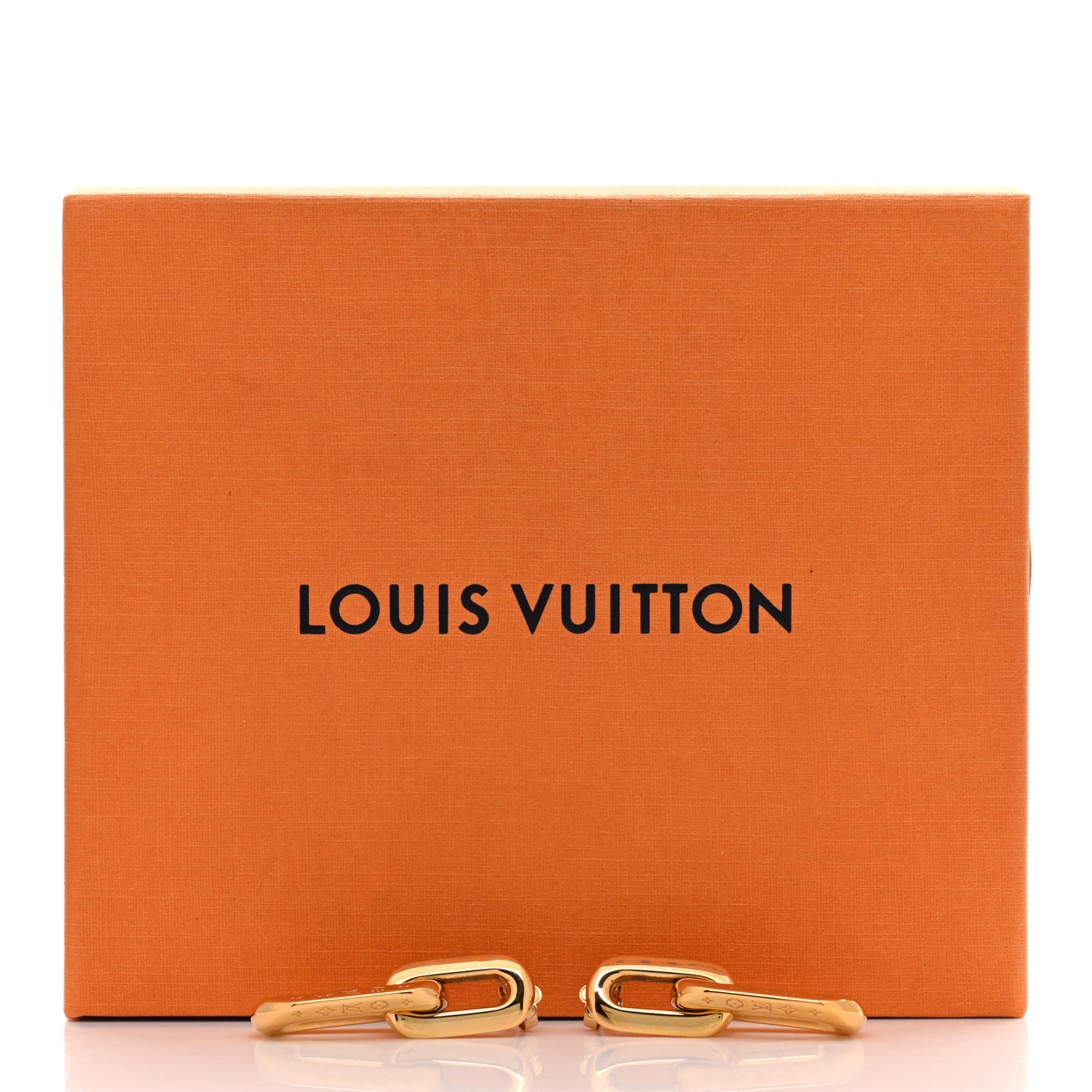 Metal LV Edge Double Hoop Earrings Gold
