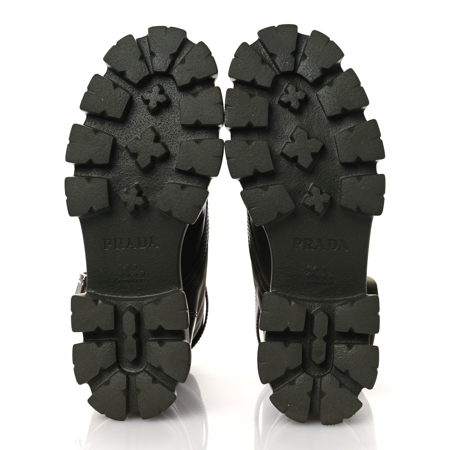 Prada Spazzolato Rois Re-Nylon Metal Triangle Logo Monolith Pouch Pocket 55mm Boots 40 Militare 7 of 13