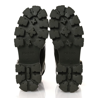 Prada Spazzolato Rois Re-Nylon Metal Triangle Logo Monolith Pouch Pocket 55mm Boots 40 Militare 7 of 13