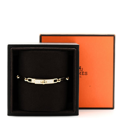 Hermes 18K Yellow Gold Diamond Pave PM Kelly Chaine Bracelet ST 4 of 4