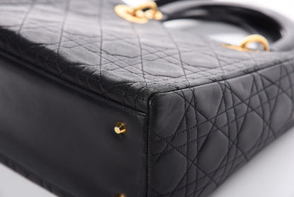 Christian Dior Lambskin Cannage Medium Lady Dior Black 12 of 16