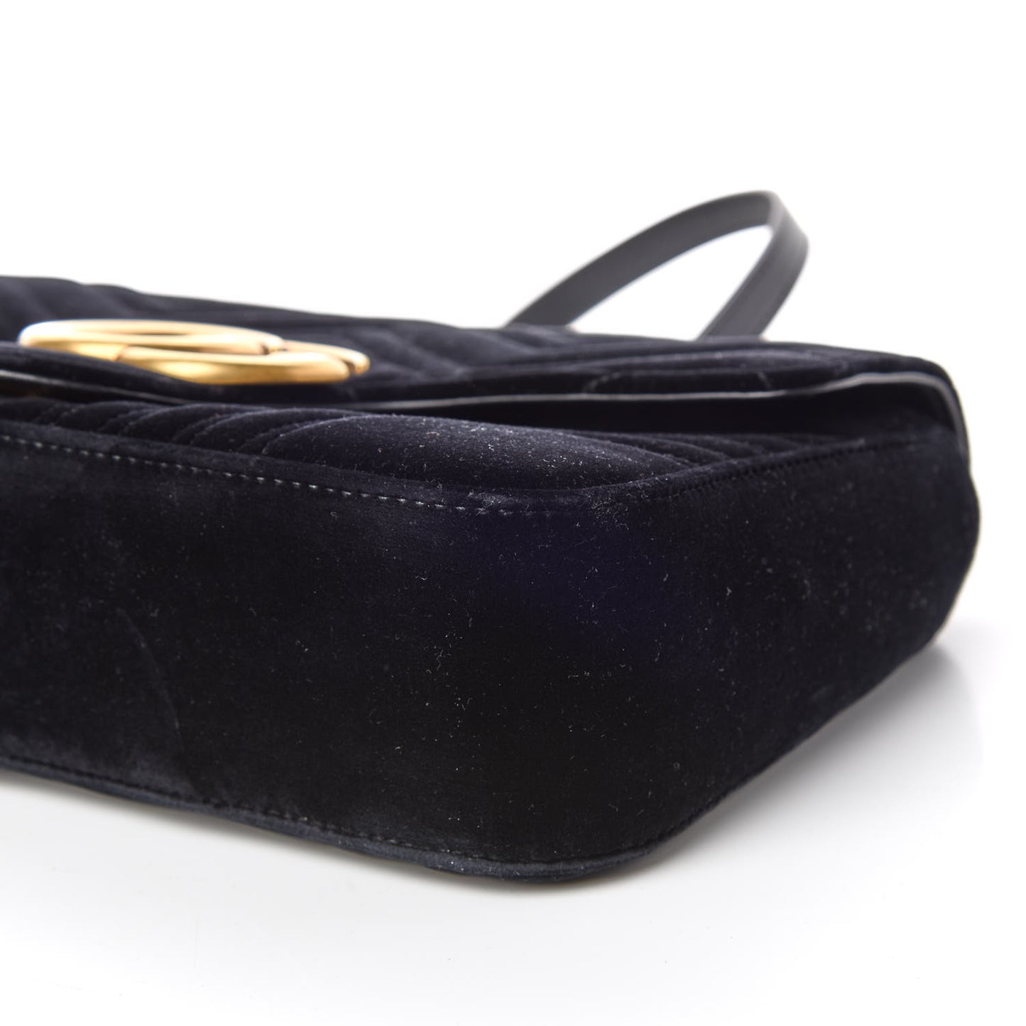 Velvet Matelasse Medium GG Marmont Shoulder Bag Black