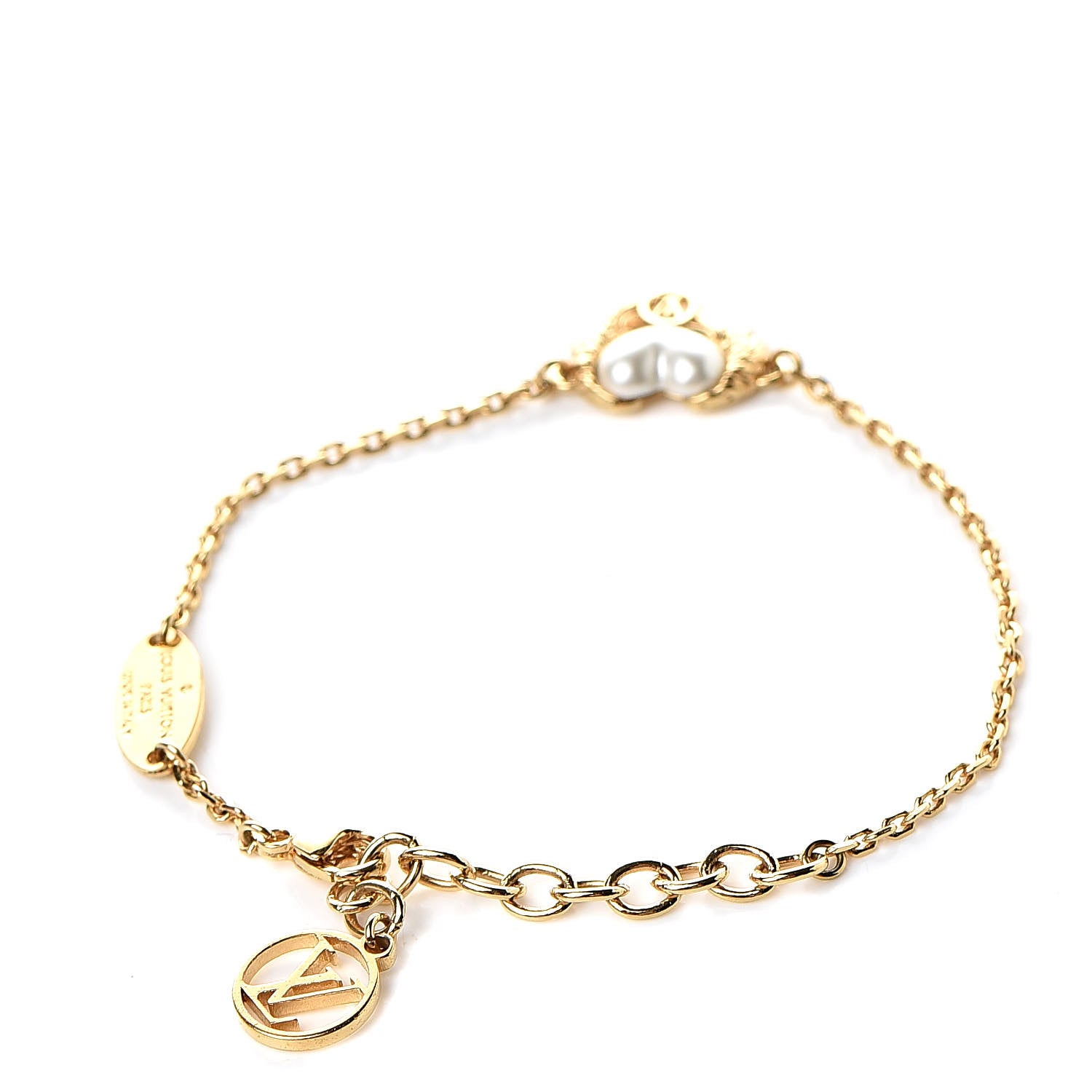 Louis Vuitton Crystal Pearl Angel Love Bracelet Gold 3 of 5