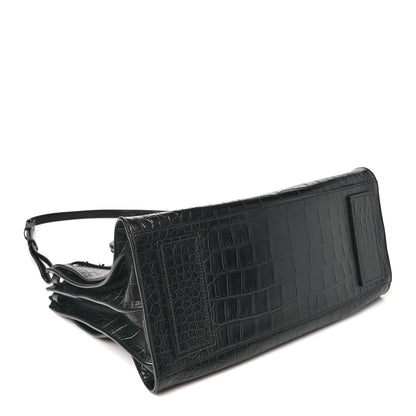 Saint Laurent Calfskin Crocodile Embossed Large Souple Sac De Jour Black 3 of 9