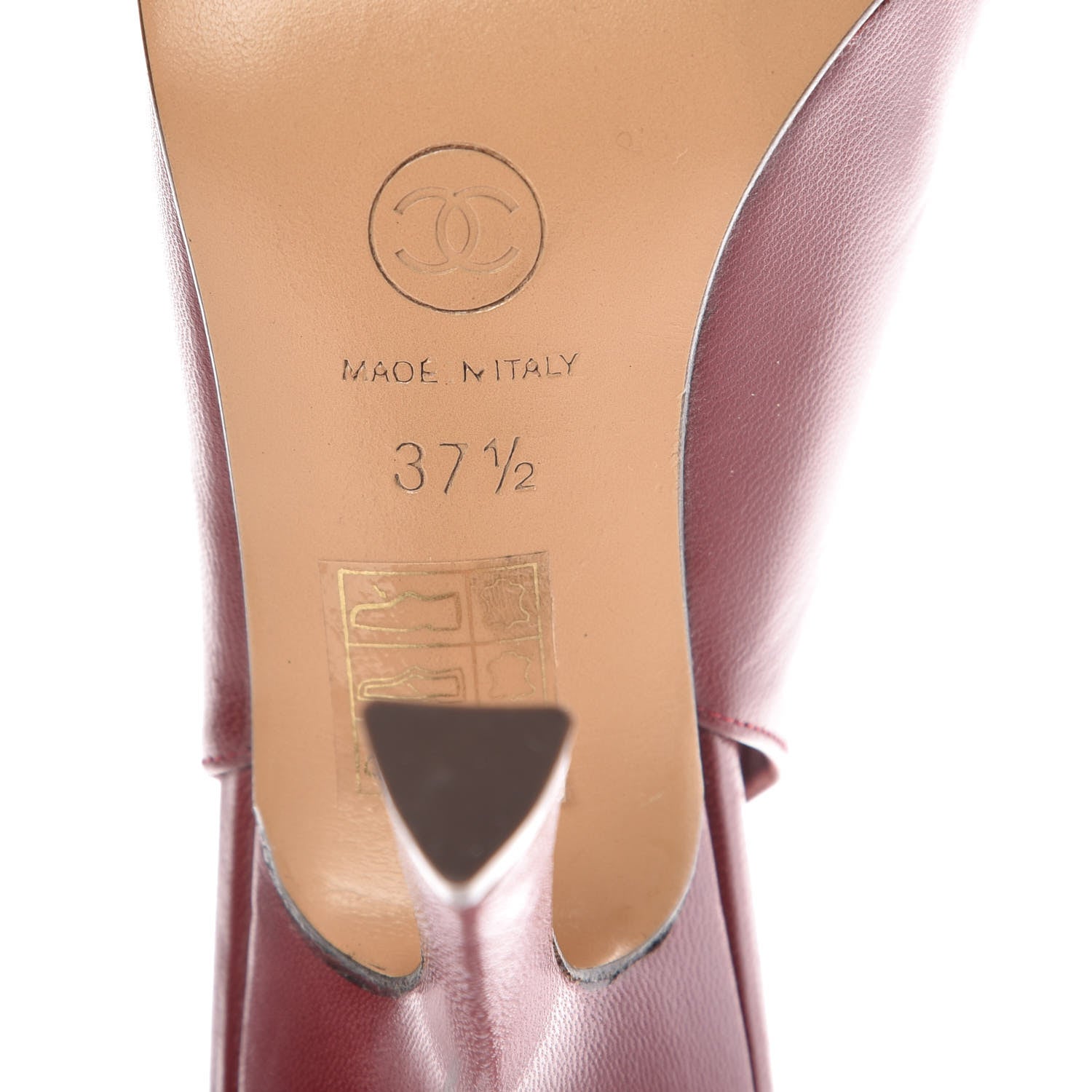 Chanel Calfskin Camellia Slingback Pumps 37.5 Red Black 6 of 8