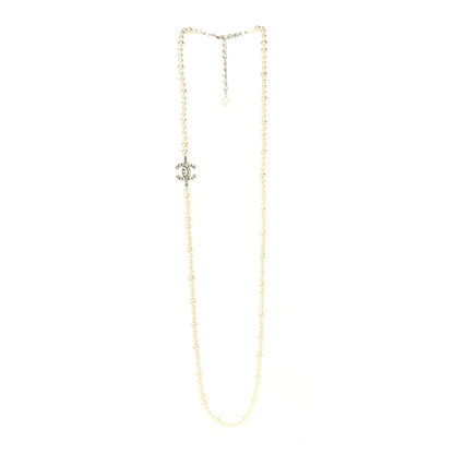 Chanel Crystal Pearl CC Long Necklace Gold 3 of 5