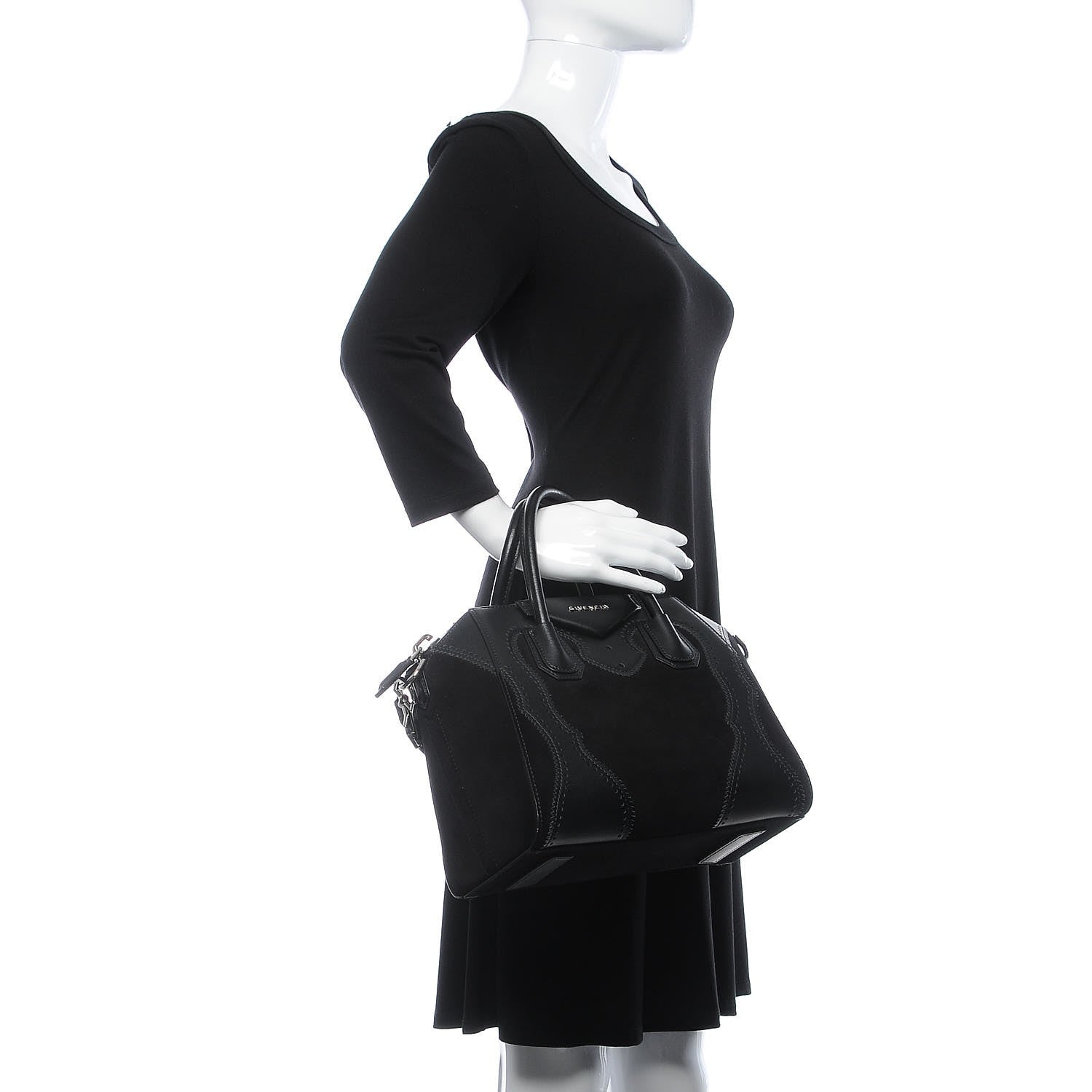 Givenchy Calfskin Suede Brogue Small Antigona Black 3 of 8