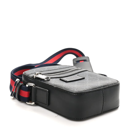 Gucci GG Supreme Monogram Appia Calfskin Web Small Camera Messenger Bag Black Grey 4 of 12