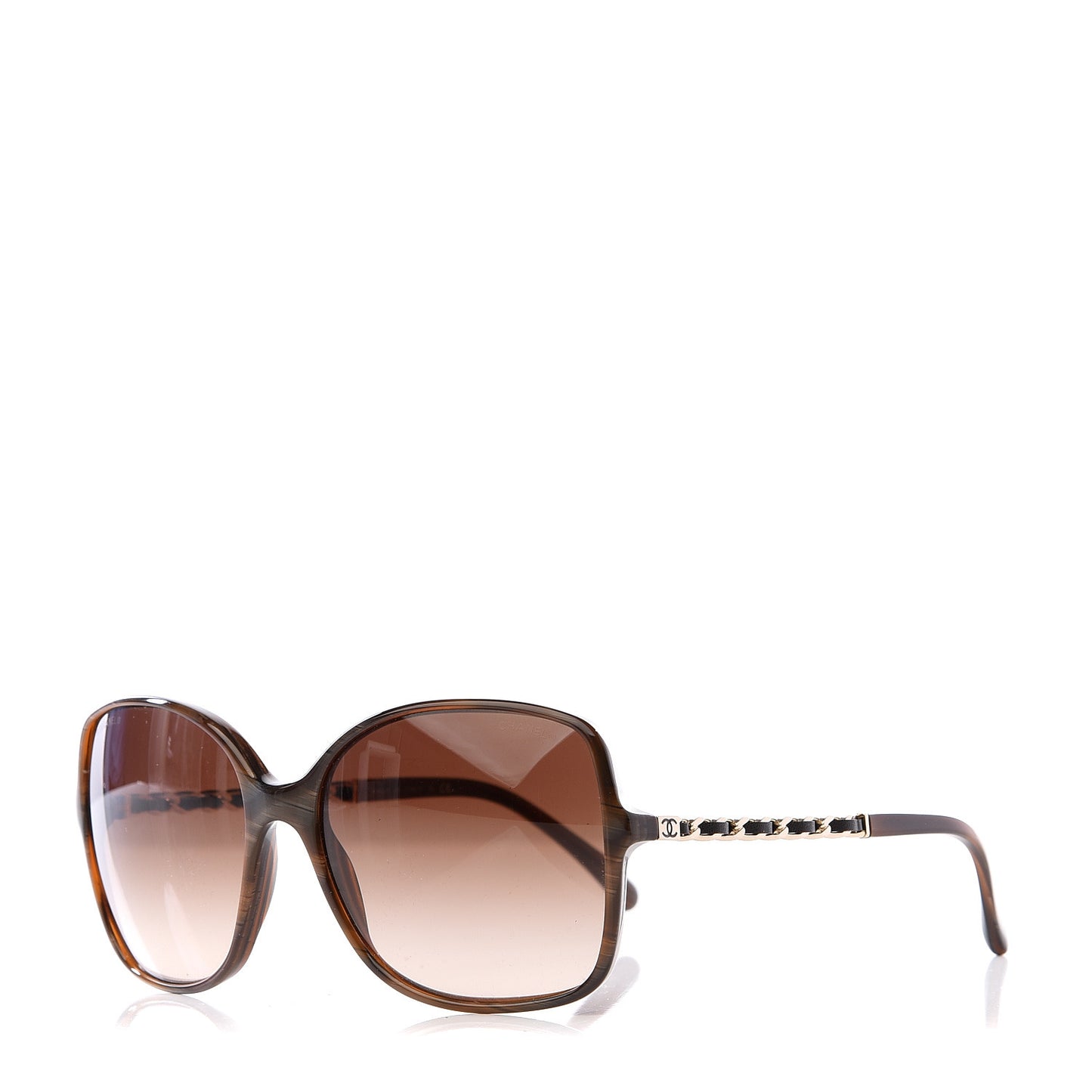 Acetate Metal Lambskin Chain Square Sunglasses 5210-Q Brown