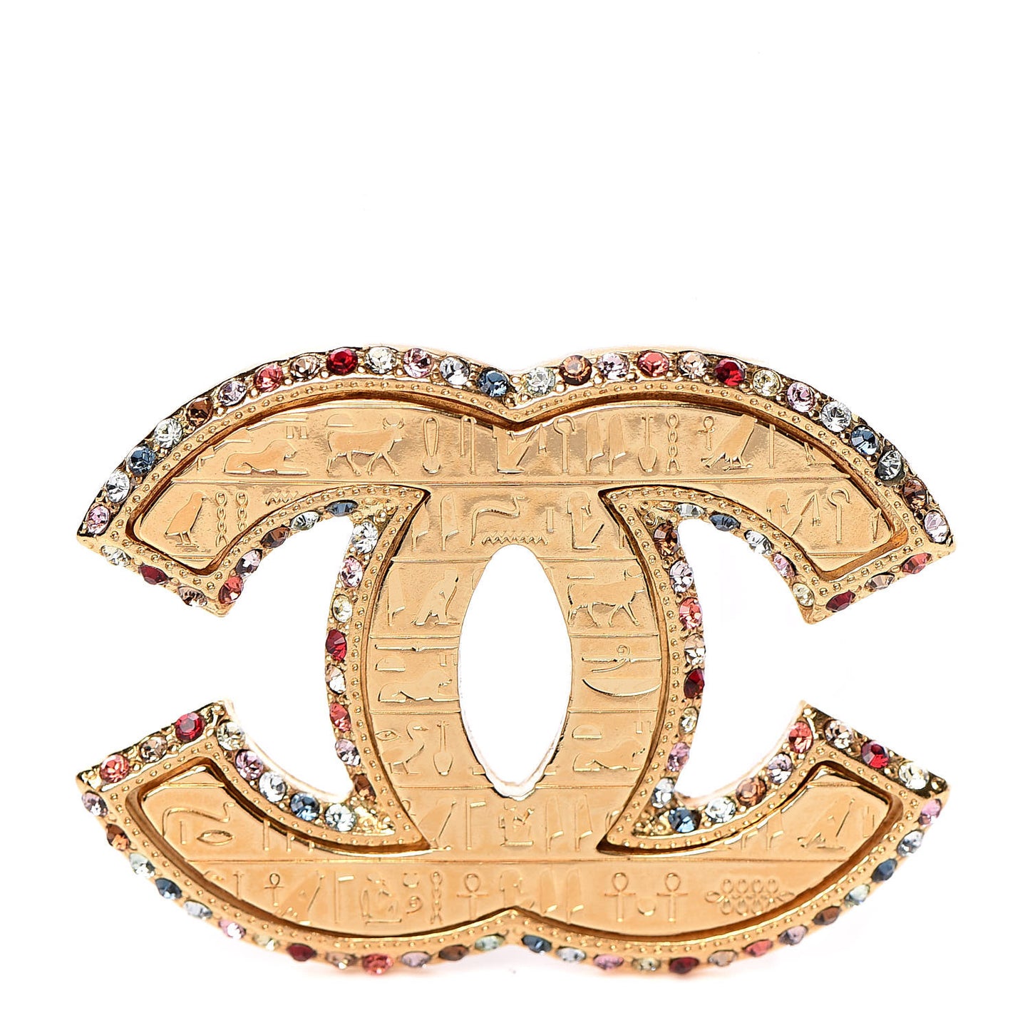Crystal CC Brooch Gold Multicolor