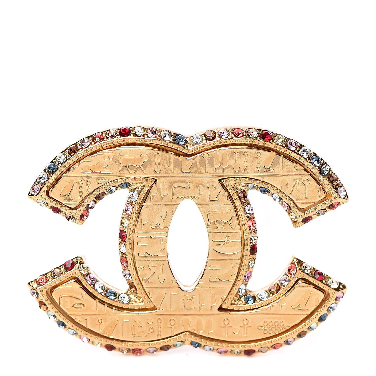 Chanel Crystal CC Brooch Gold Multicolor 1 of 5