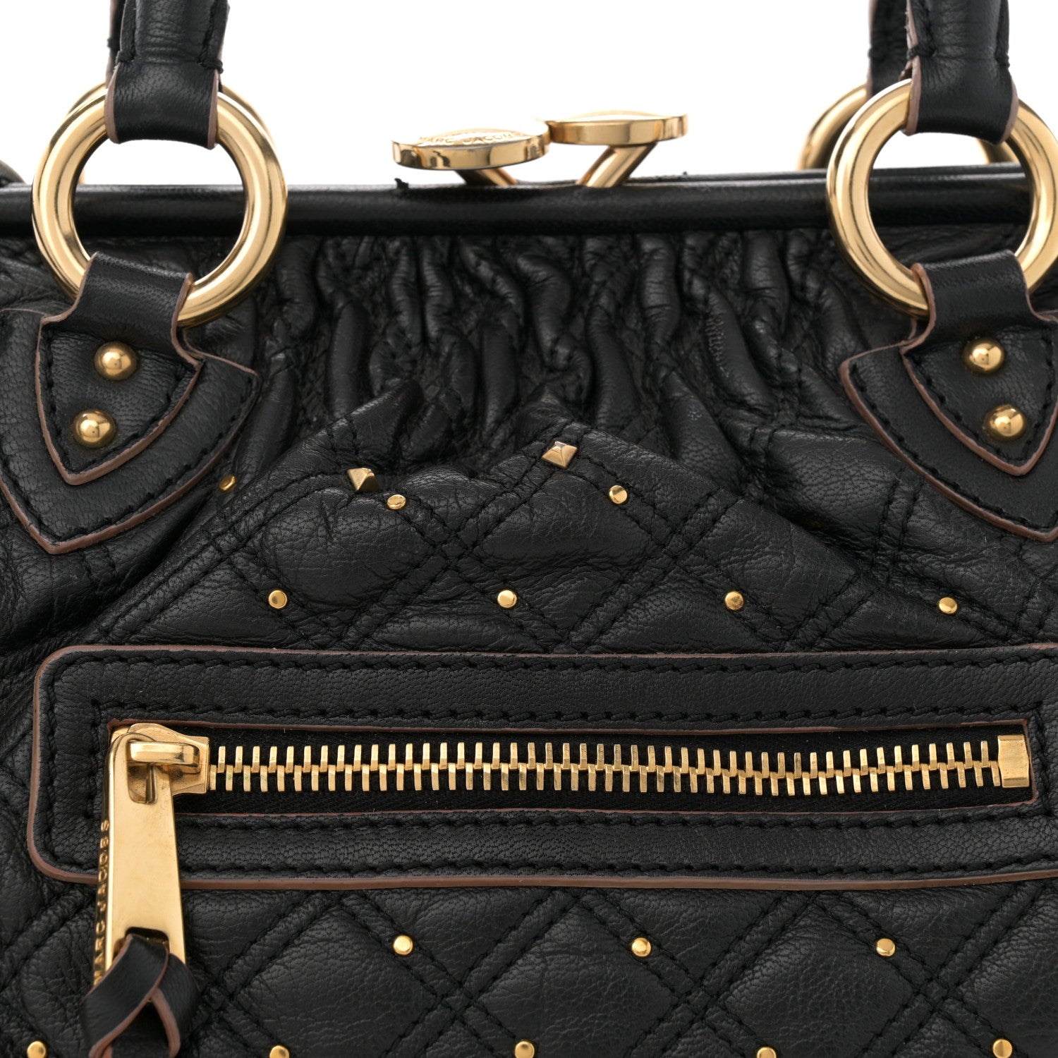 Marc Jacobs Calfskin Quilted Studded Stam Black 8 of 15