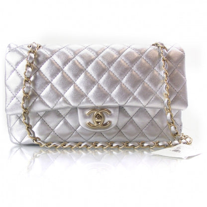 Chanel Lambskin Medium Double Flap Matte Silver 1 of 14