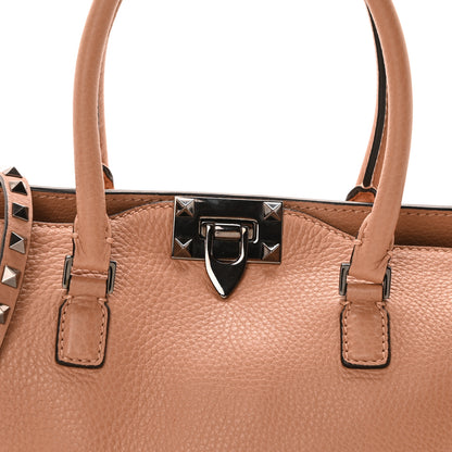 Valentino Garavani Pebbled Calfskin Small Rockstud Double Handle Tote Soft Noisette 7 of 9