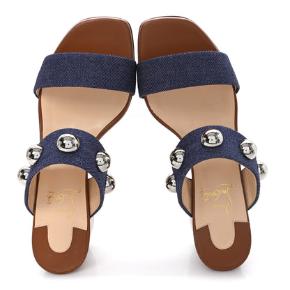 Christian Louboutin Denim Studded Simple Billie 55 Sandal 36.5 Blue 2 of 9