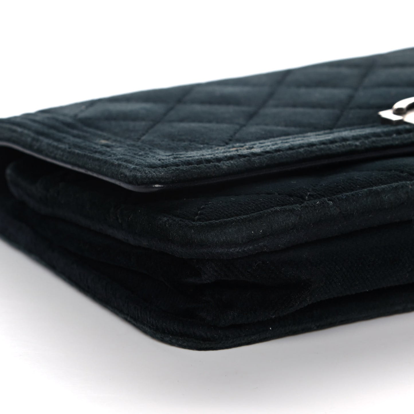 Velvet Quilted Boy Wallet On Chain WOC Black