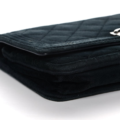 Chanel Velvet Quilted Boy Wallet On Chain WOC Black 10 of 14