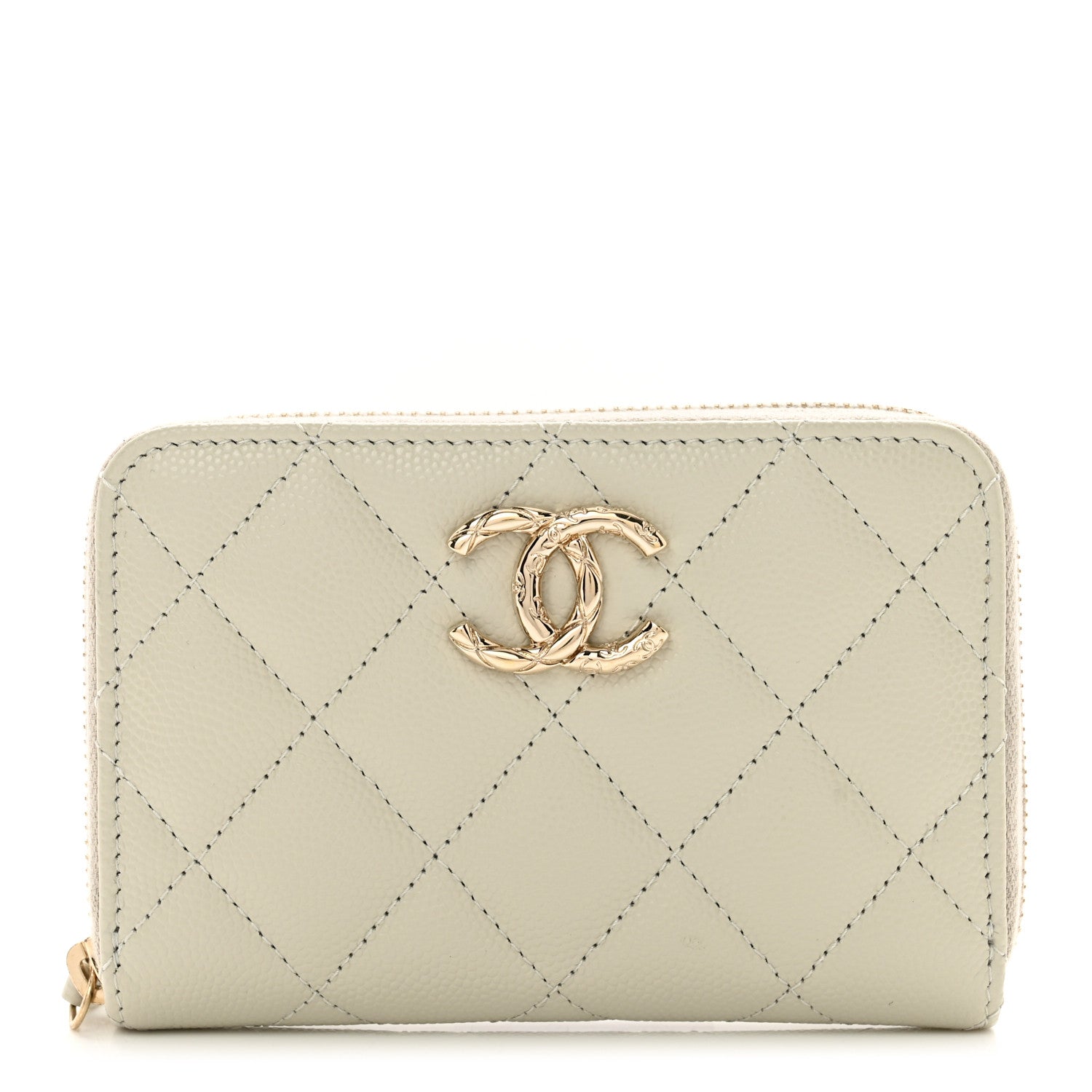 Chanel Caviar Quilted Zipped Coin Purse White 1 of 8
