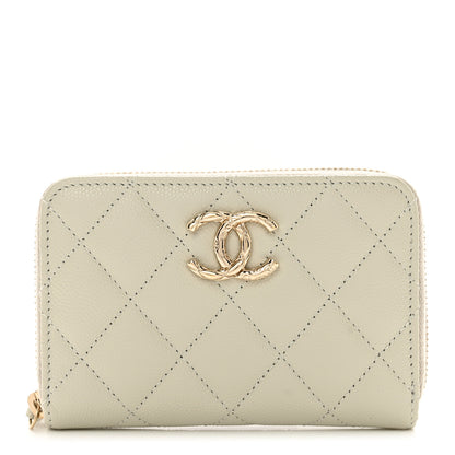 Chanel Caviar Quilted Zipped Coin Purse White 1 of 8