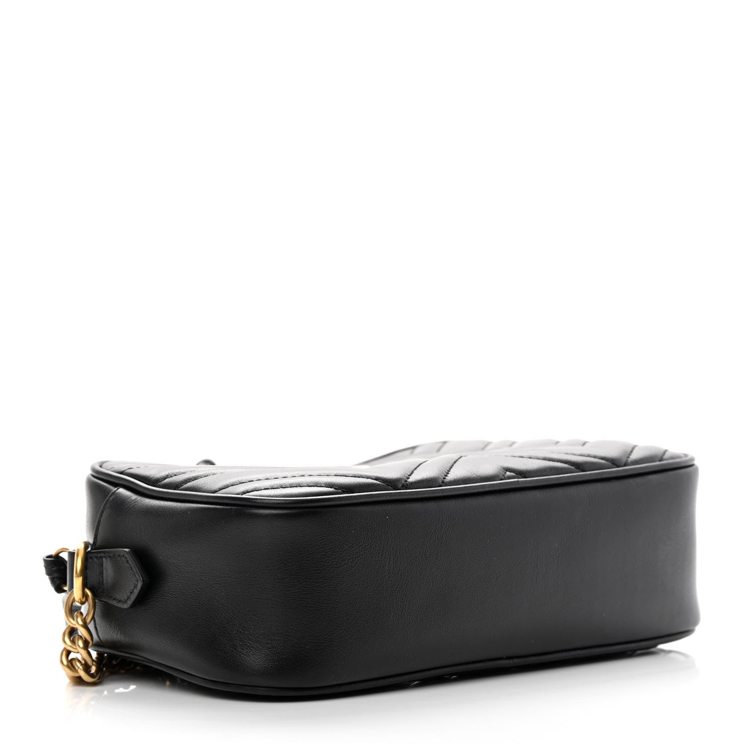 Gucci Calfskin Matelasse Small GG Marmont Chain Shoulder Bag Black 4 of 12