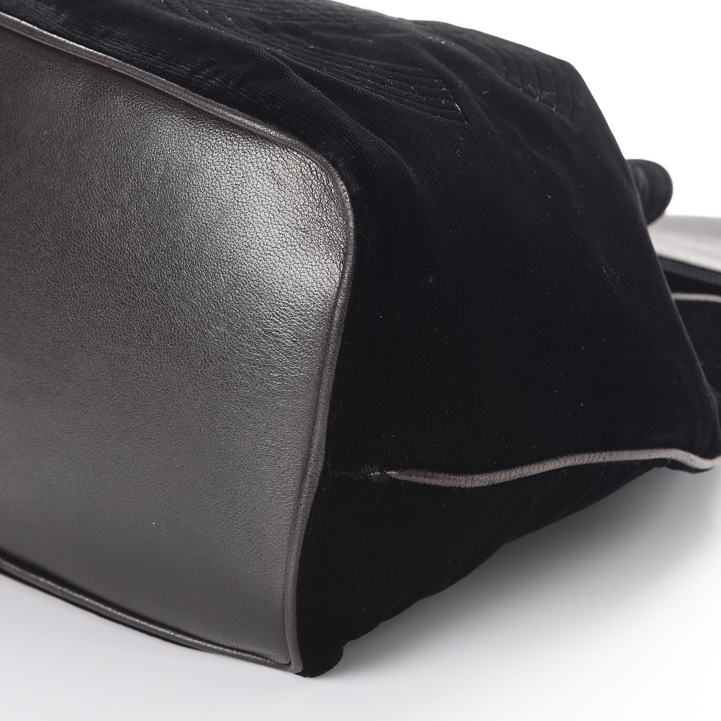 Velvet CC Drawstring Bucket Bag Black