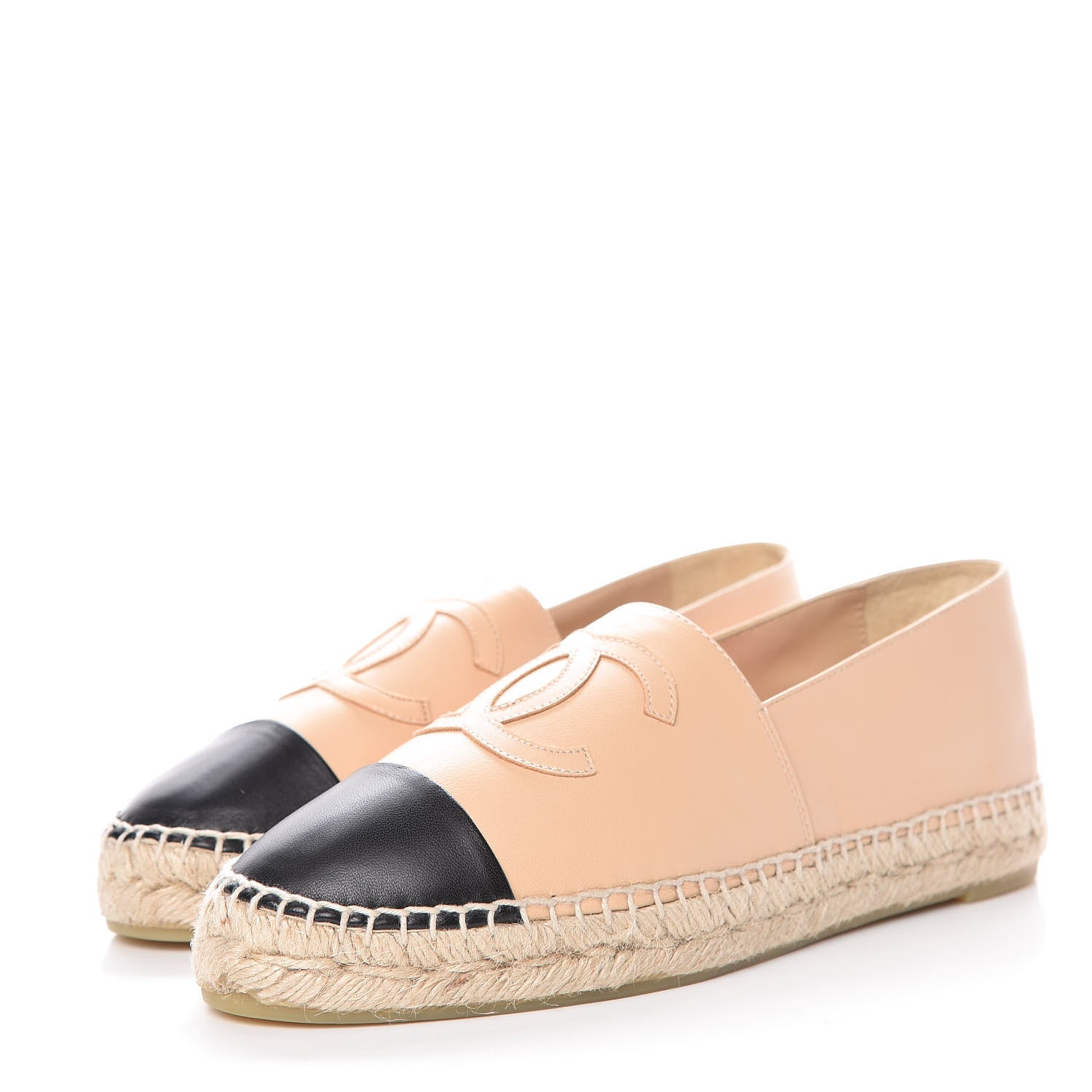 Chanel Lambskin CC Espadrilles 39 Beige Black 3 of 12