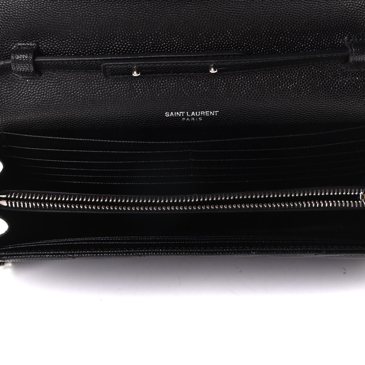 Grain De Poudre Matelasse Chevron Monogram Chain Wallet Black