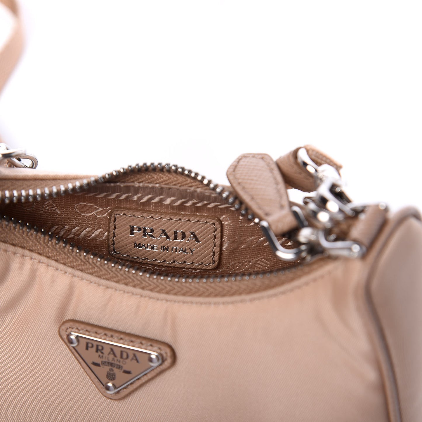 Tessuto Nylon Saffiano Mini Re-Edition 2000 Shoulder Bag Cammeo