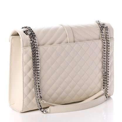 Saint Laurent Grain De Poudre Large Triquilt Monogram Satchel Porcellana 3 of 8