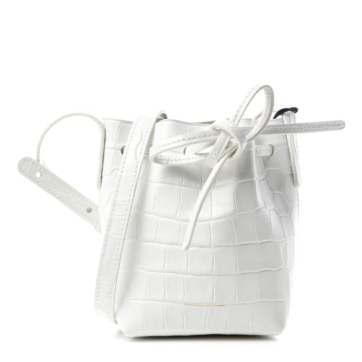 Crocodile Embossed Baby Bucket Bag White