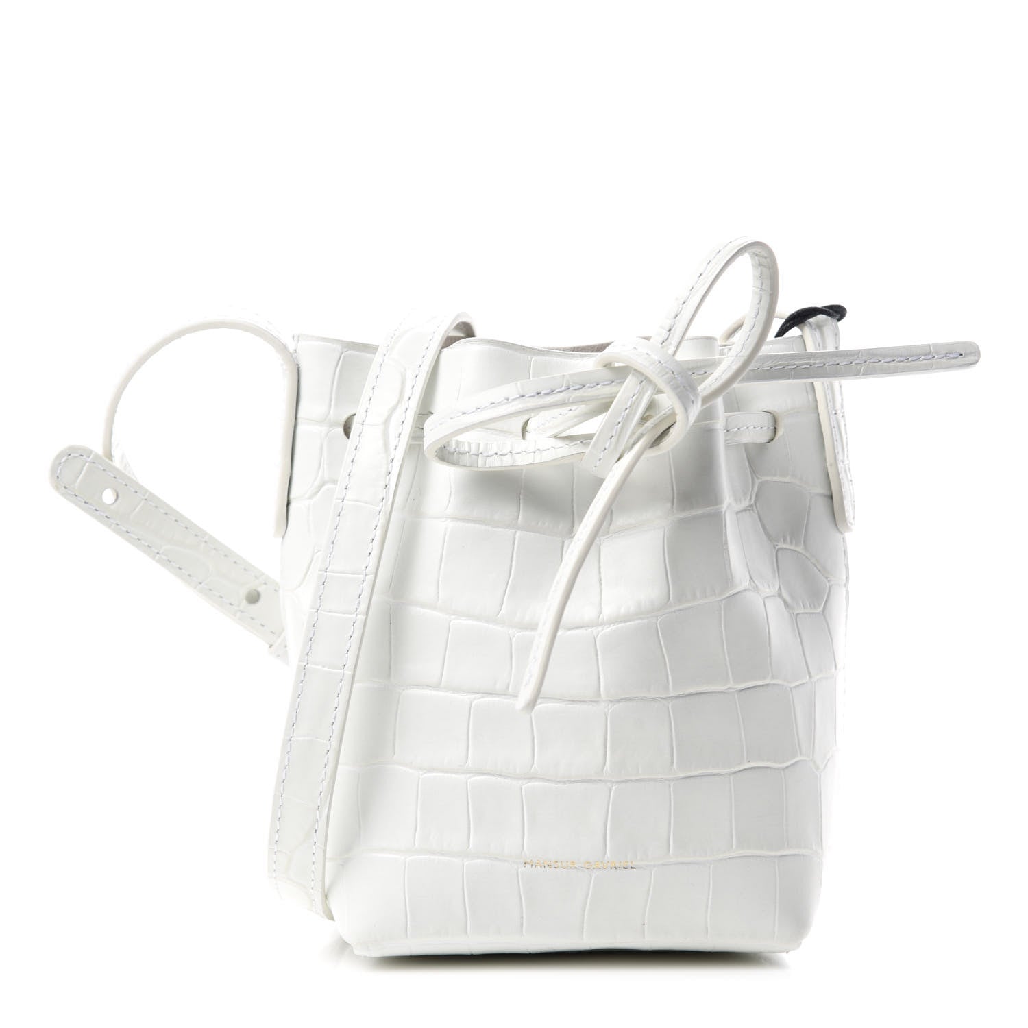 Mansur Gavriel Crocodile Embossed Baby Bucket Bag White 1 of 11