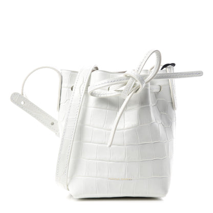 Mansur Gavriel Crocodile Embossed Baby Bucket Bag White 1 of 11