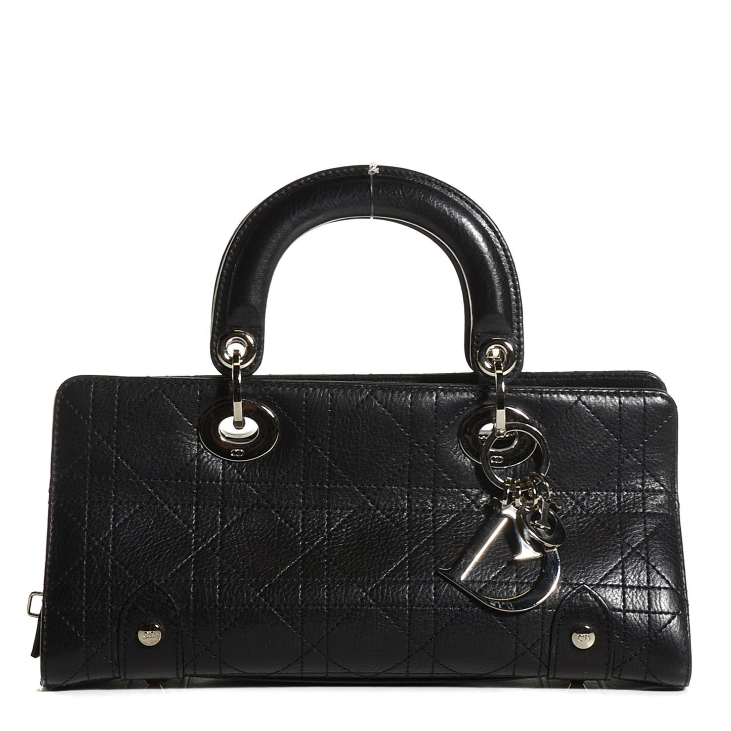 Calfskin Cannage Stitched Small East West Lady Dior Black