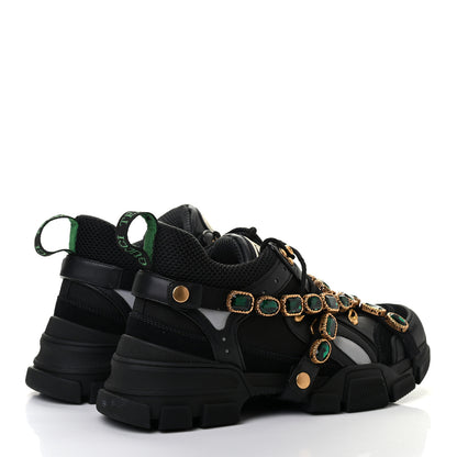 Gucci X SEGA Mesh Suede Calfskin Removable Crystals Womens Flashtrek Sneakers 41 Black Silver 4 of 7