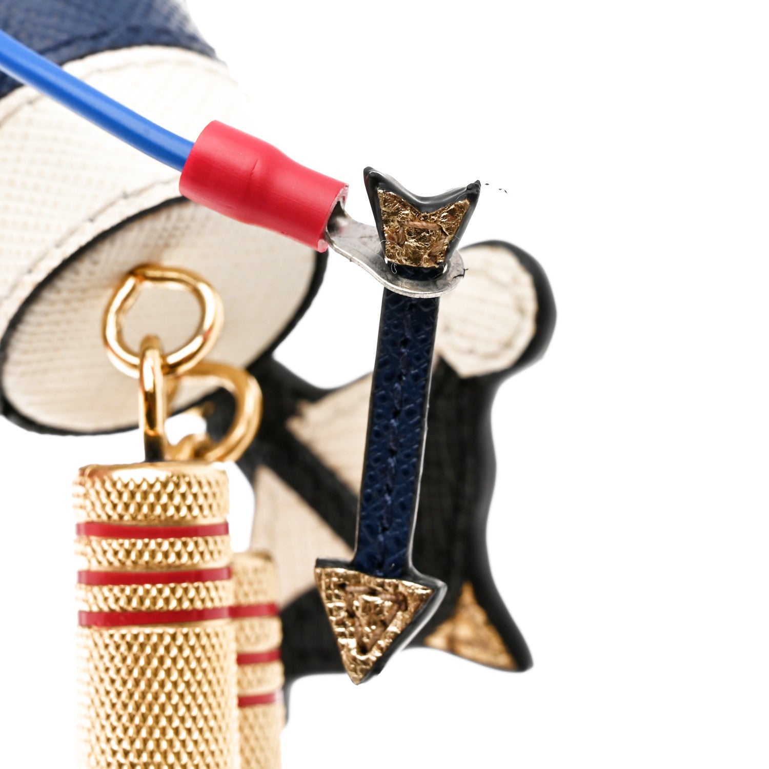 Prada Saffiano Cupid Robot Trick Keychain Bright Blue White