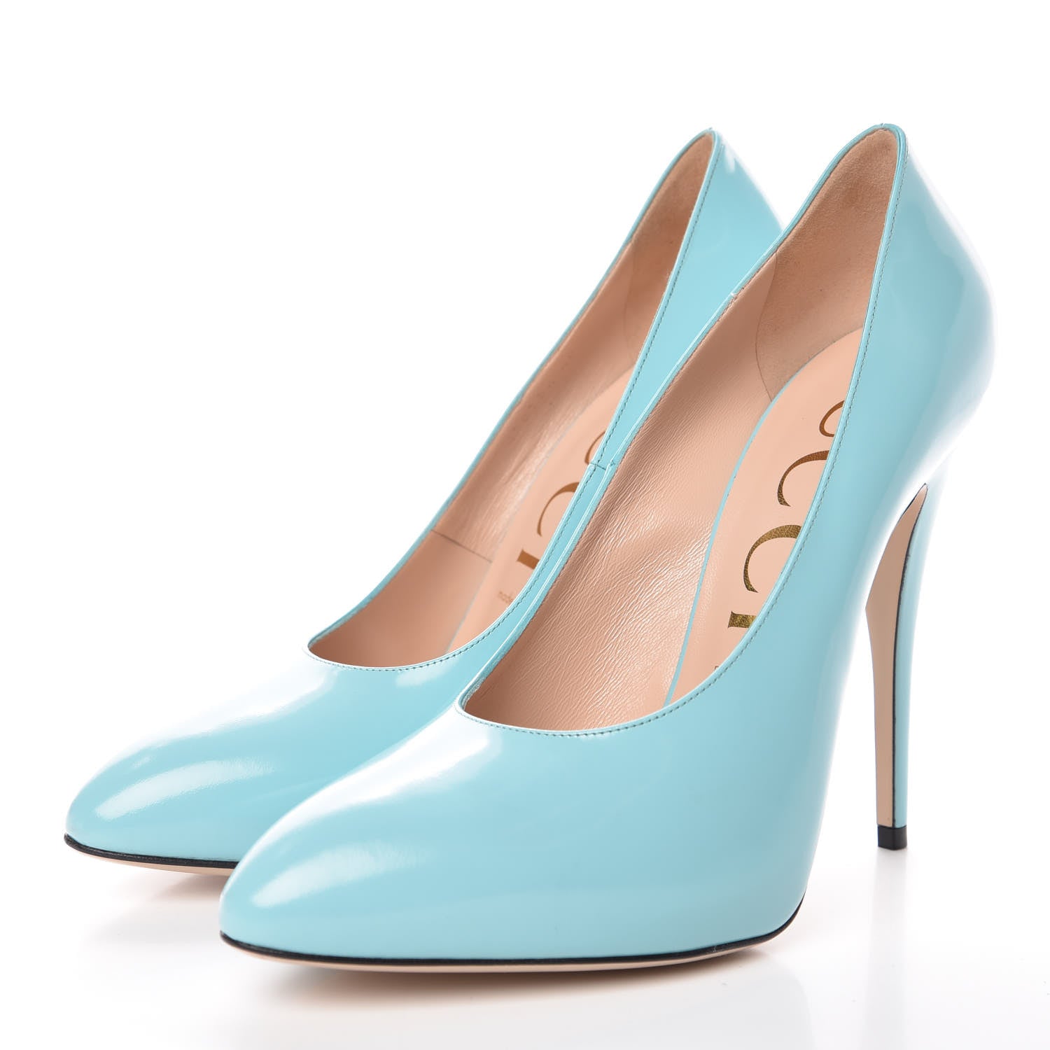 Gucci Regent Calfskin Crystal Removable Bow Elaisa Platform High Heel Pumps 40 New Aquamarine 4 of 10
