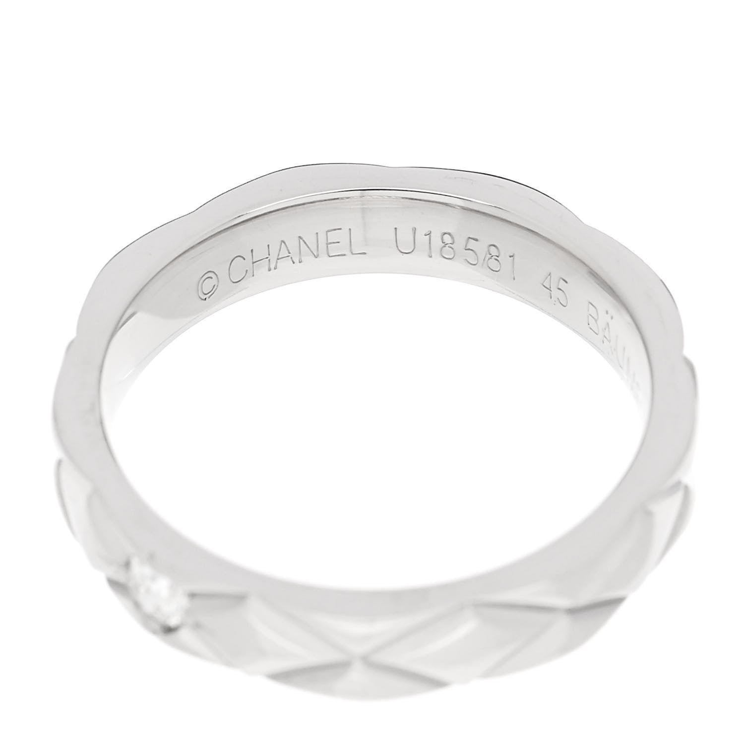 Chanel Platinum Diamond Small Matelasse Solitaire Ring 45 3.25 4 of 5
