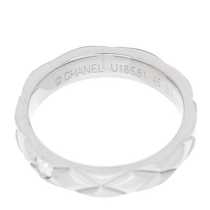 Chanel Platinum Diamond Small Matelasse Solitaire Ring 45 3.25 4 of 5