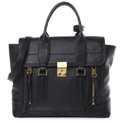 3.1 Phillip Lim 3.1 Textured Calfskin Medium Pashli Satchel Black 1 of 13