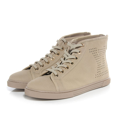 Louis Vuitton Nubuck Punchy High Top Sneakers 38.5 Beige 3 of 8