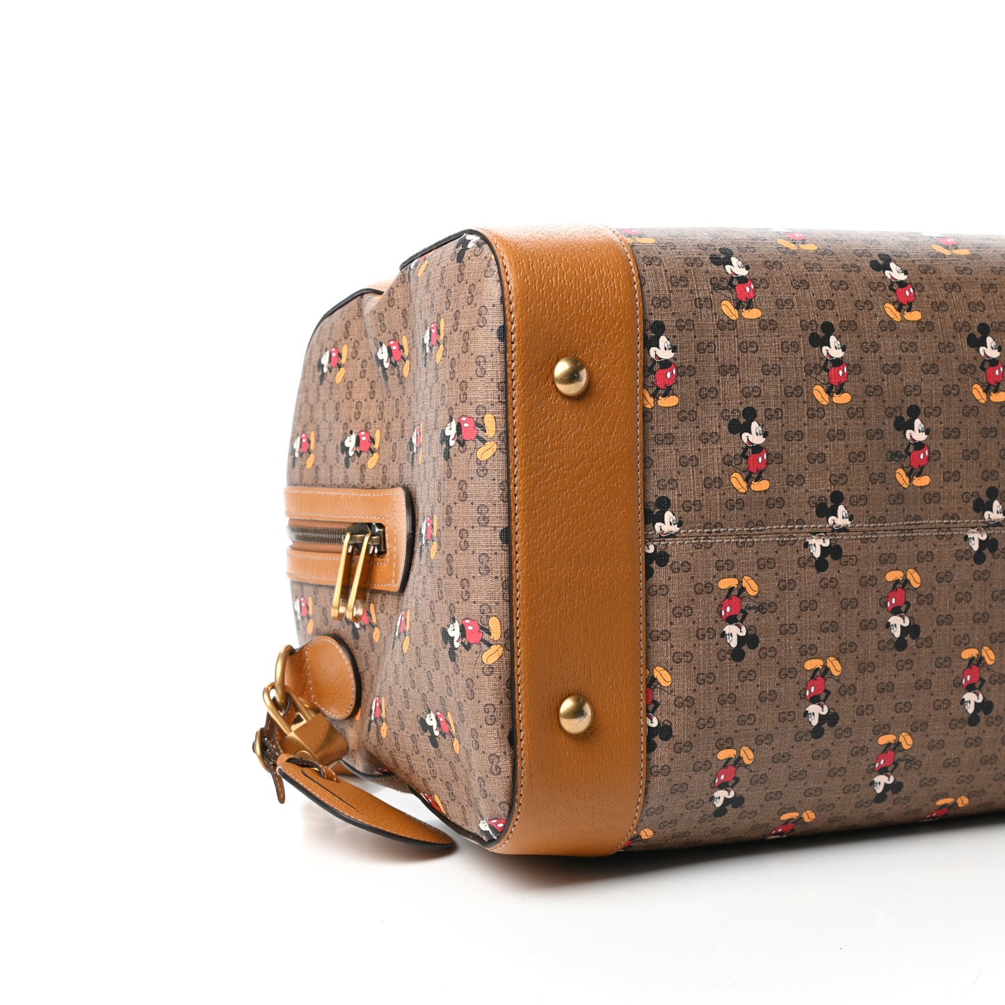X DISNEY Mini Vintage GG Supreme Monogram Mickey Mouse Medium Carry-On Duffle Bag Beige Vintage Sun Oil