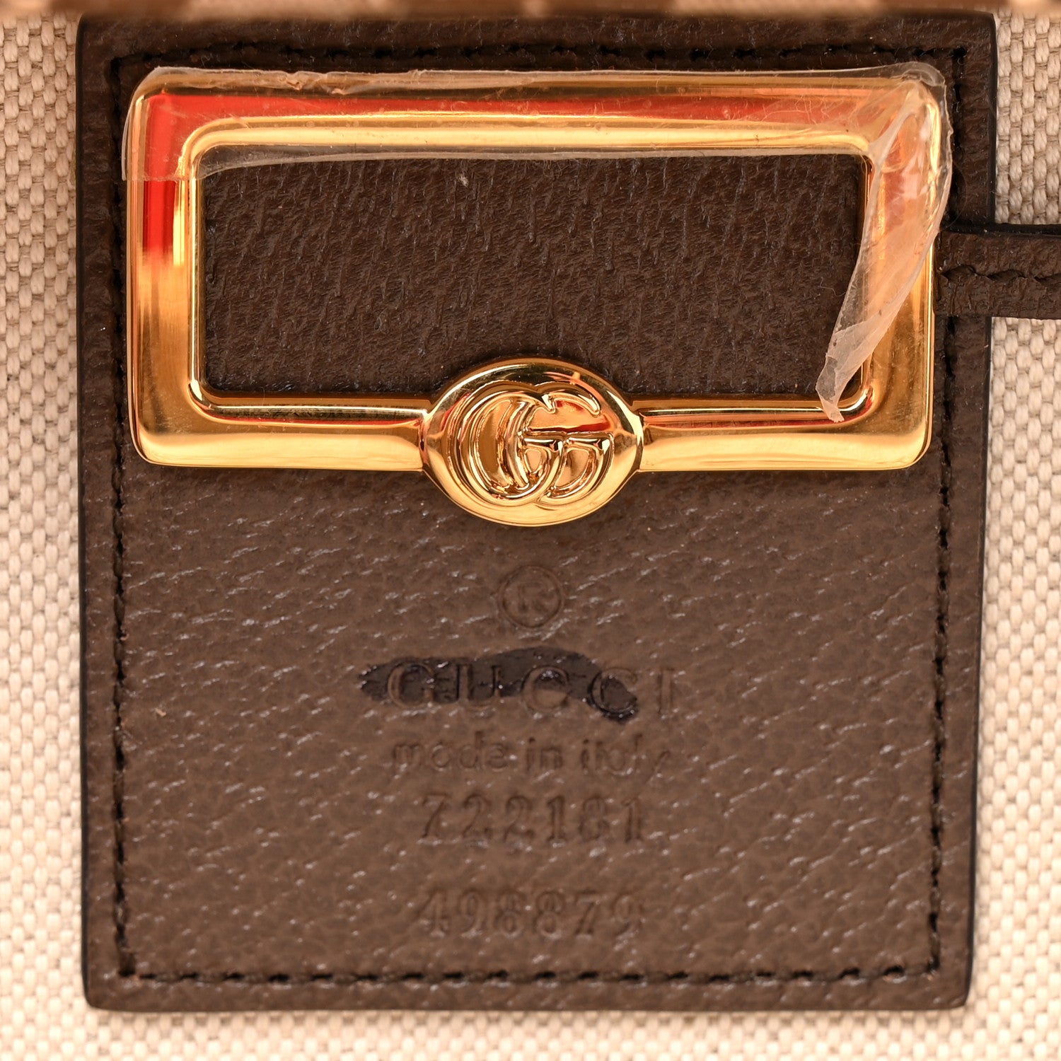 Gucci Monogram Jumbo GG Textured Dollar Calfskin Top Handle Beauty Case Camel Ebony New Acero 6 of 13