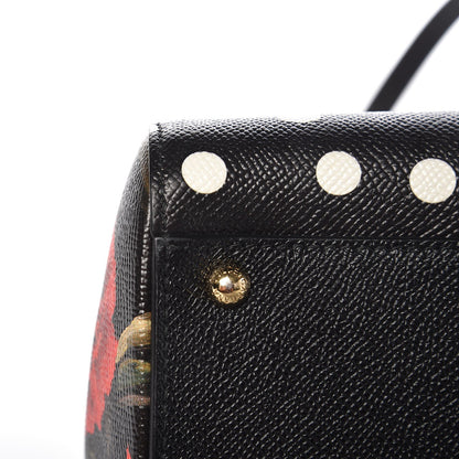 Dolce & Gabbana Dauphine Polka Dot Floral Print Medium Miss Sicily Satchel Black 7 of 13