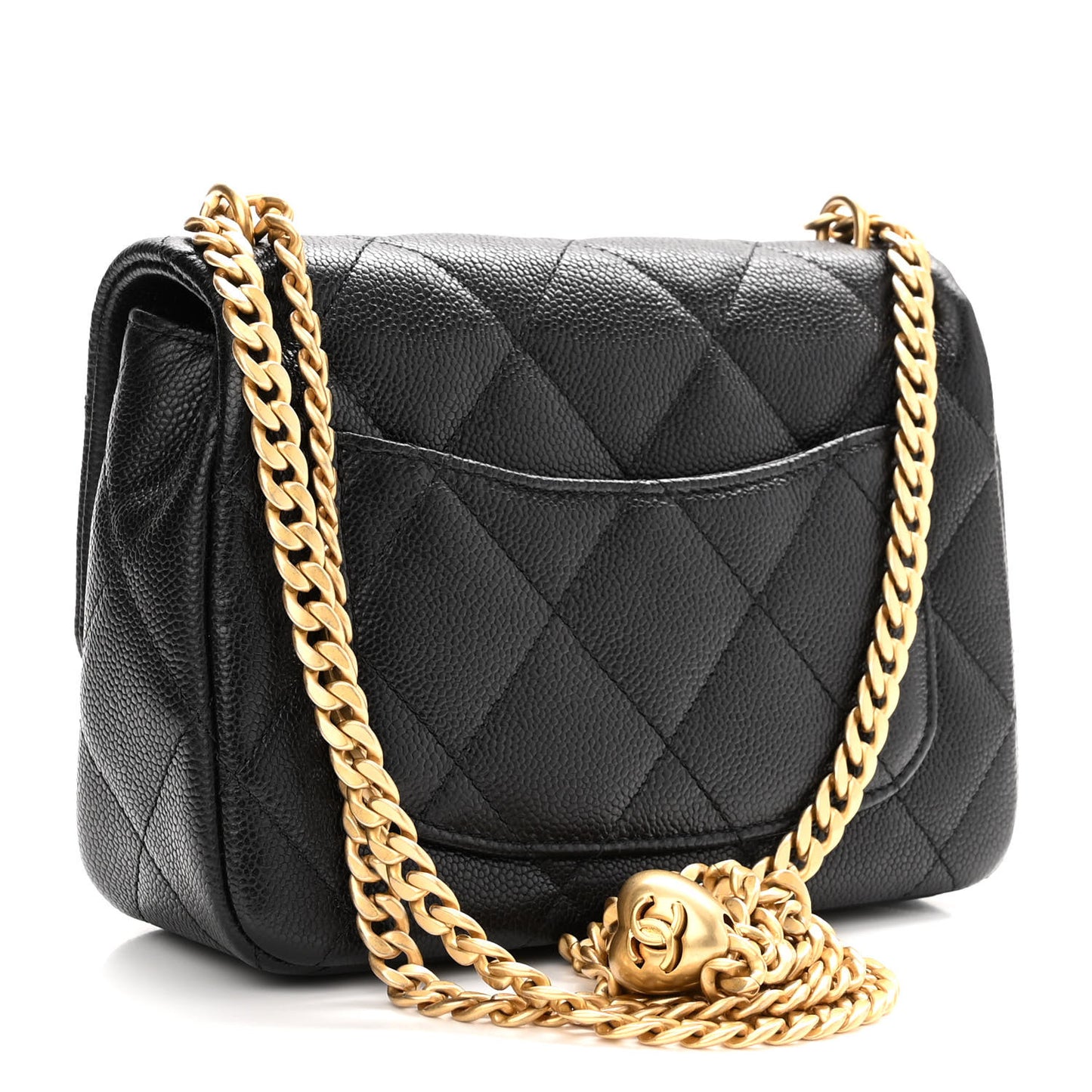 Caviar Quilted Mini Sweetheart Flap Black