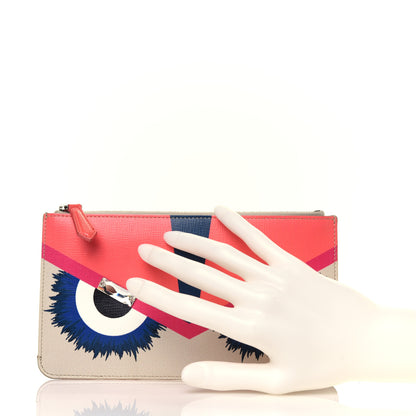 Fendi Vitello Elite Crystal Eye Monster Zip Pouch Bellini Multicolor 2 of 13