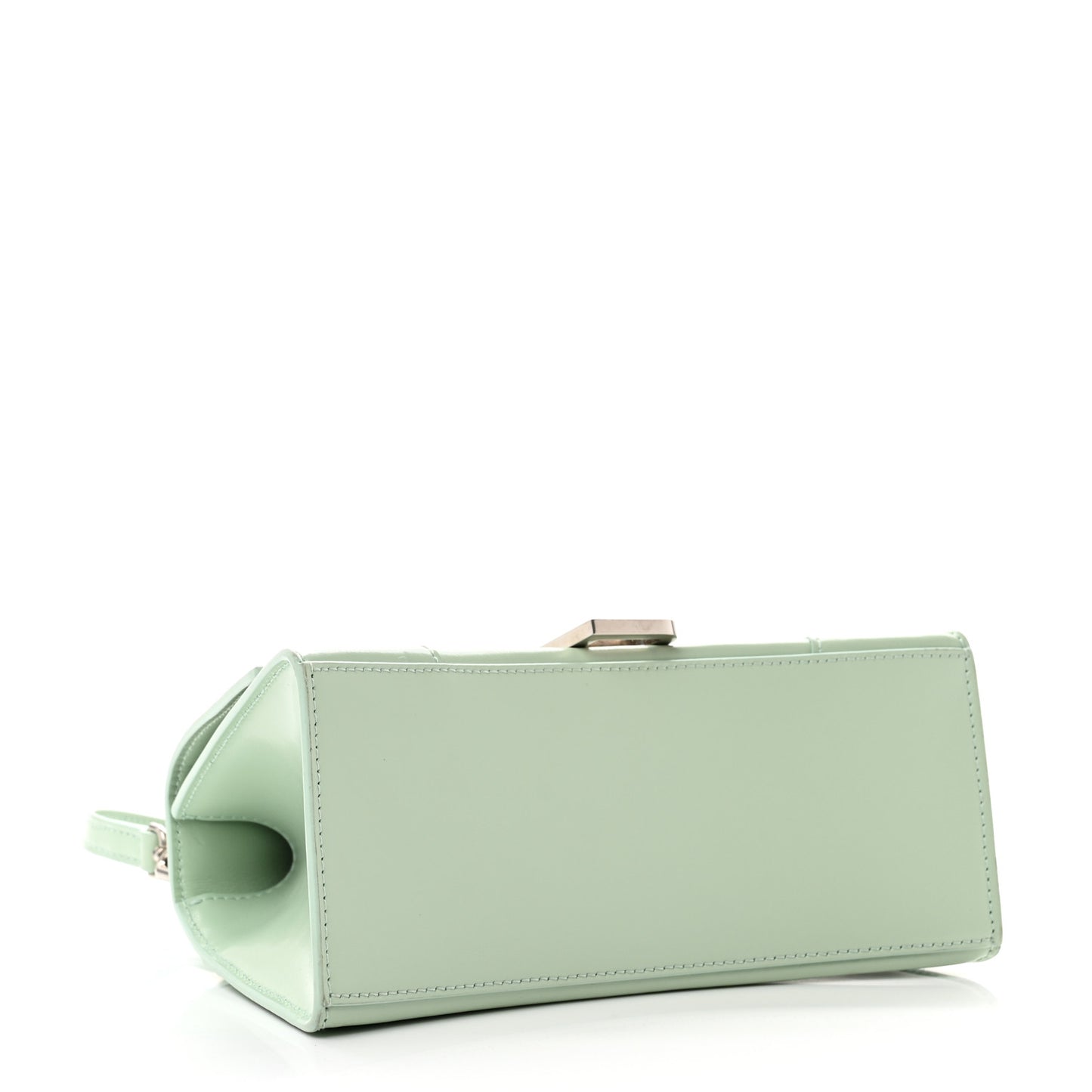 Shiny Box Calfskin Small Hourglass Top Handle Bag Light Green