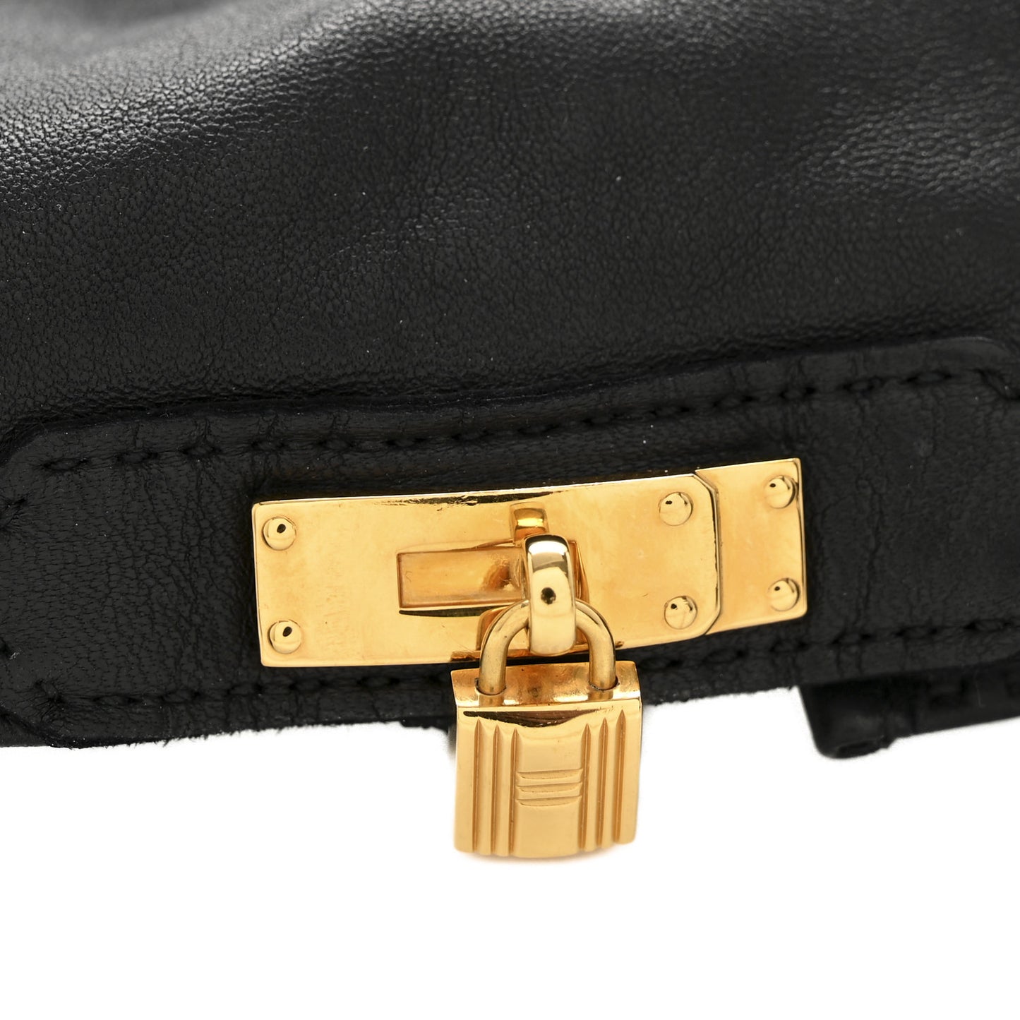 Lambskin Soya Kelly Lock Gloves 6.5 Black