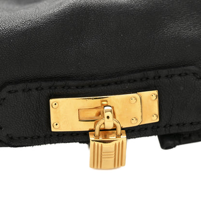 Hermes Lambskin Soya Kelly Lock Gloves 6.5 Black 4 of 5