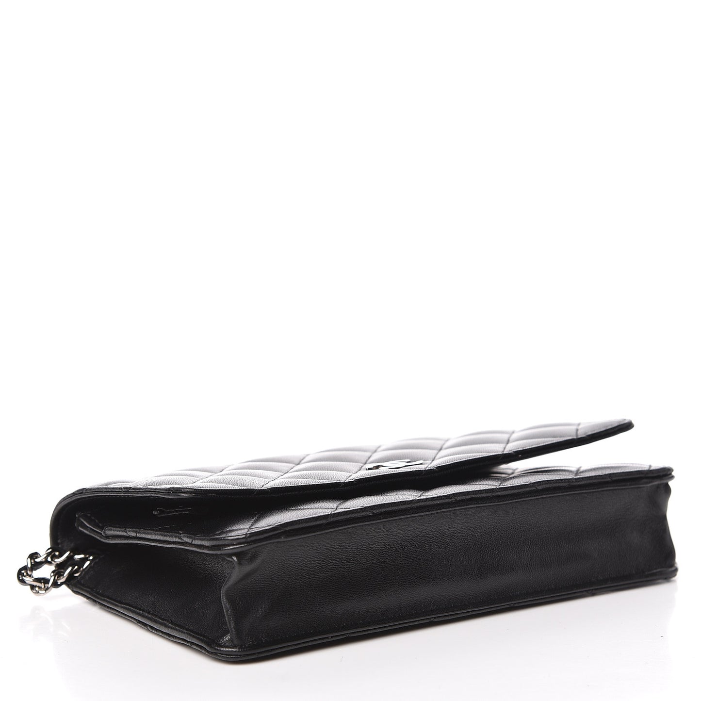 Lambskin Quilted Wallet On Chain WOC Black