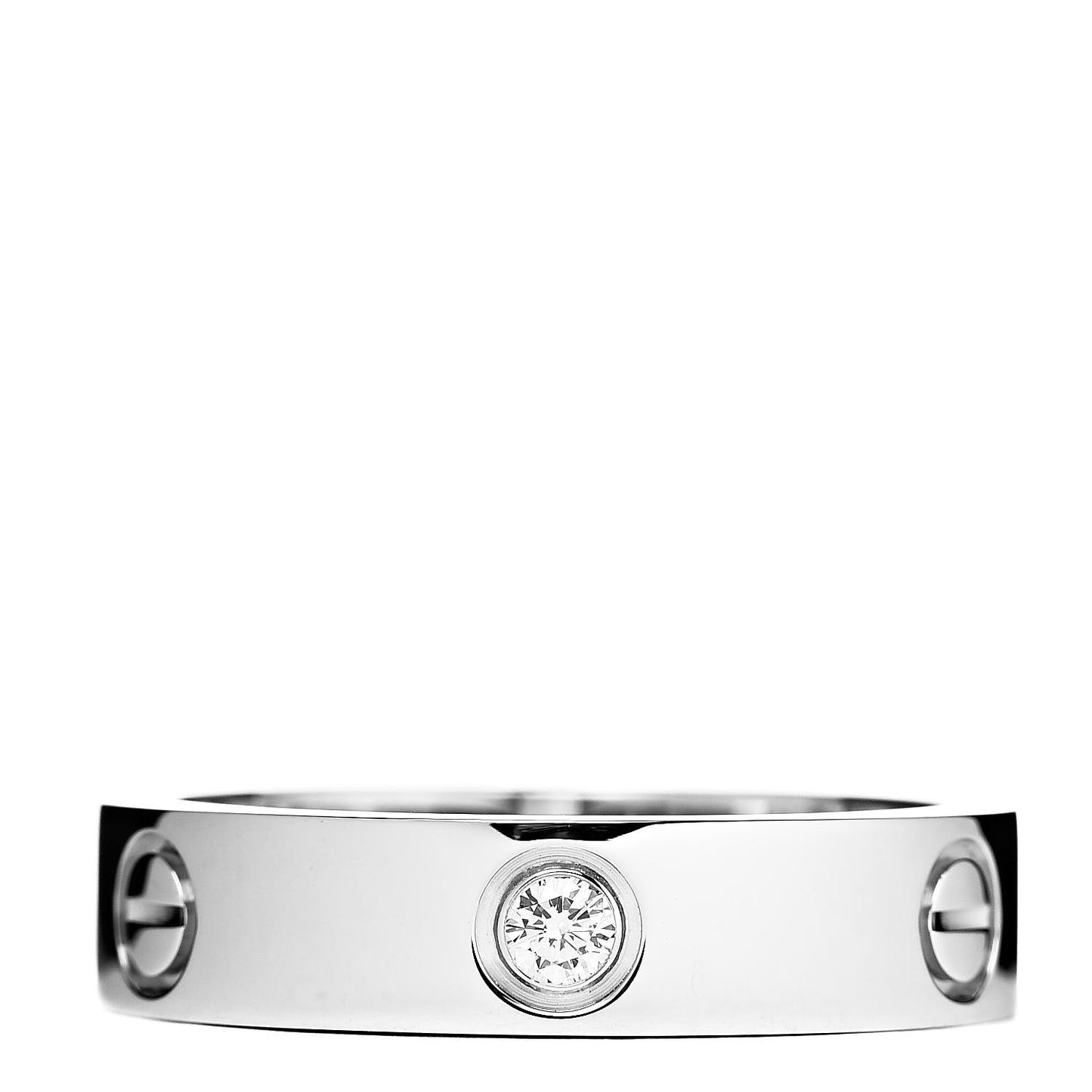 18K White Gold 3 Diamond 5.5mm LOVE Ring 63 10.25